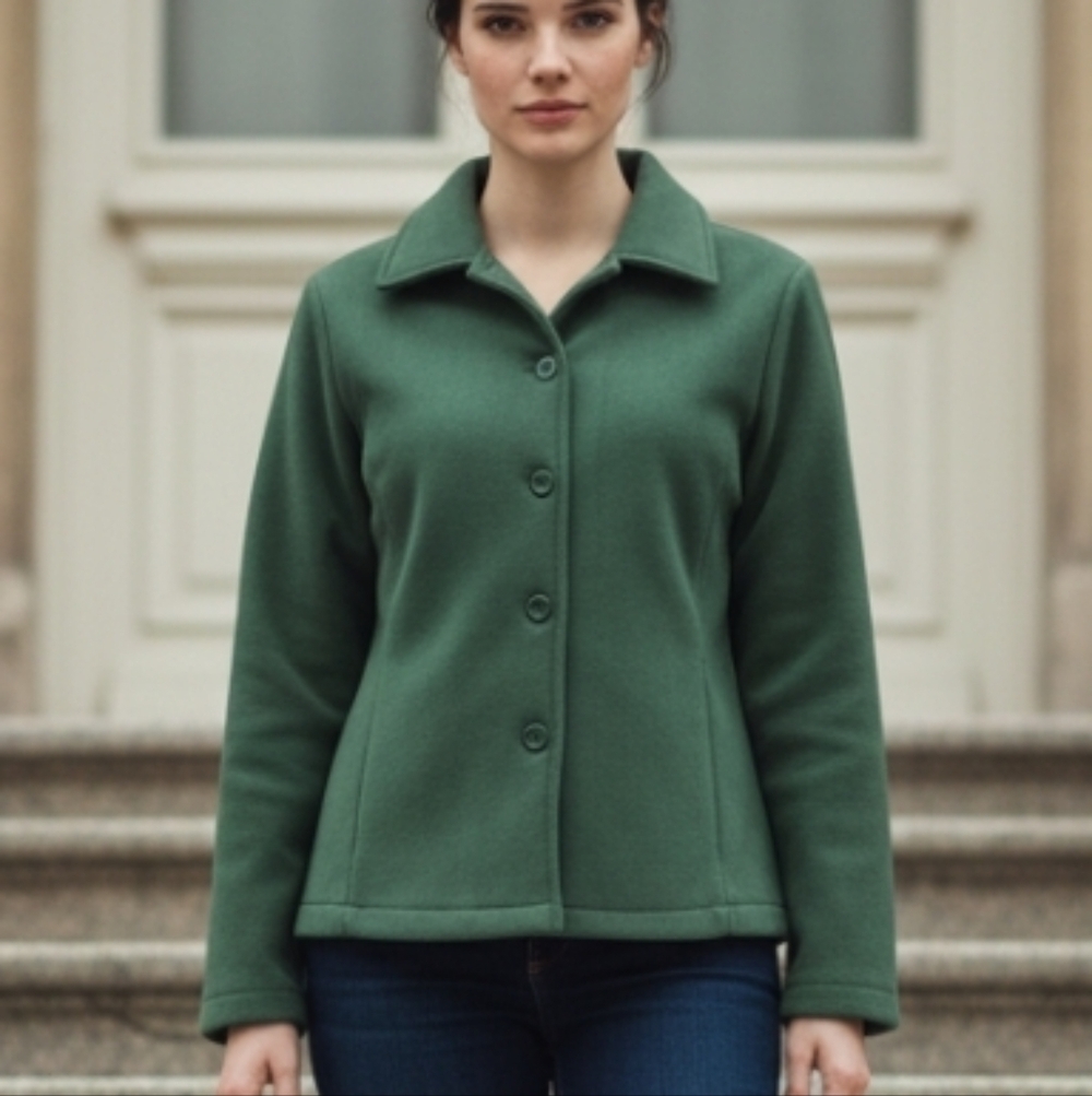 Port Authority Jacket Green Button Front Collared Size Small